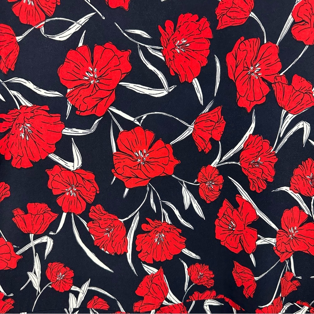 J Jason WU Top plus sz 2X blue red floral Peplum Sleeveless Stretch wais… - Picture 7 of 10